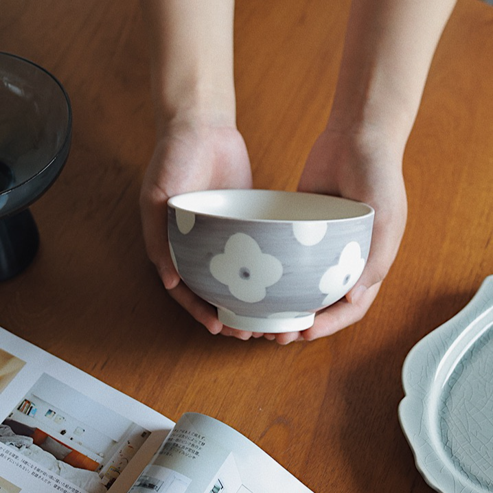 【瑕疵】Camus say 4.7英寸灰色花花中圆碗 12×6.8cm