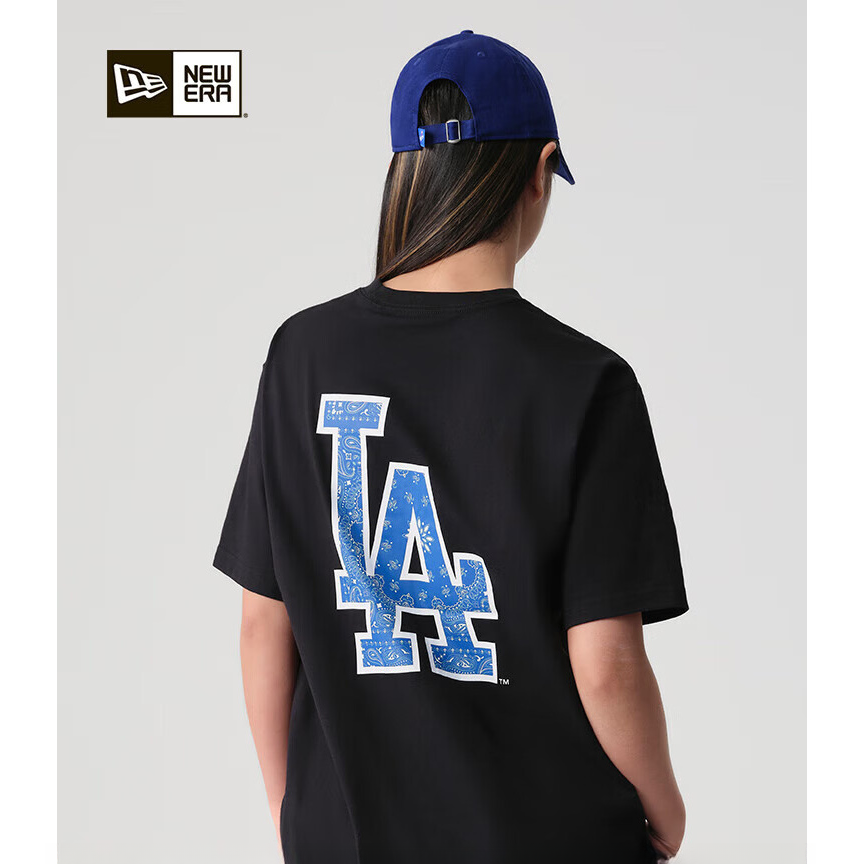 NEW ERA x MLB 纽亦华腰果花男女同款情侣LA印花短袖t恤圆领衫