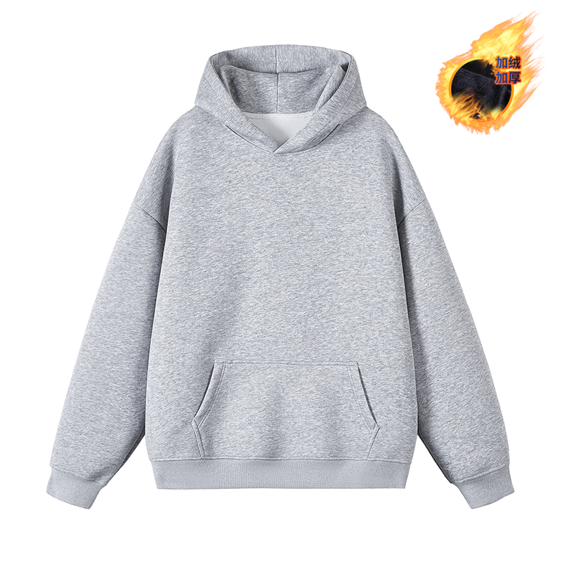 OWH重磅500g纯色男女同款boxy版型连帽拼接卫衣运动套头长袖休闲