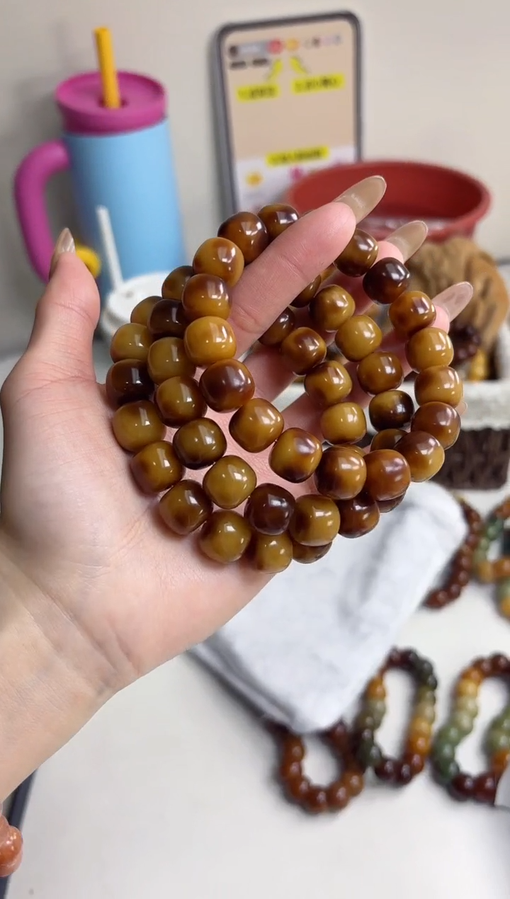 手串菩提根/象牙果沐m85虎皮花生玉化桶珠11*13mm手串随机