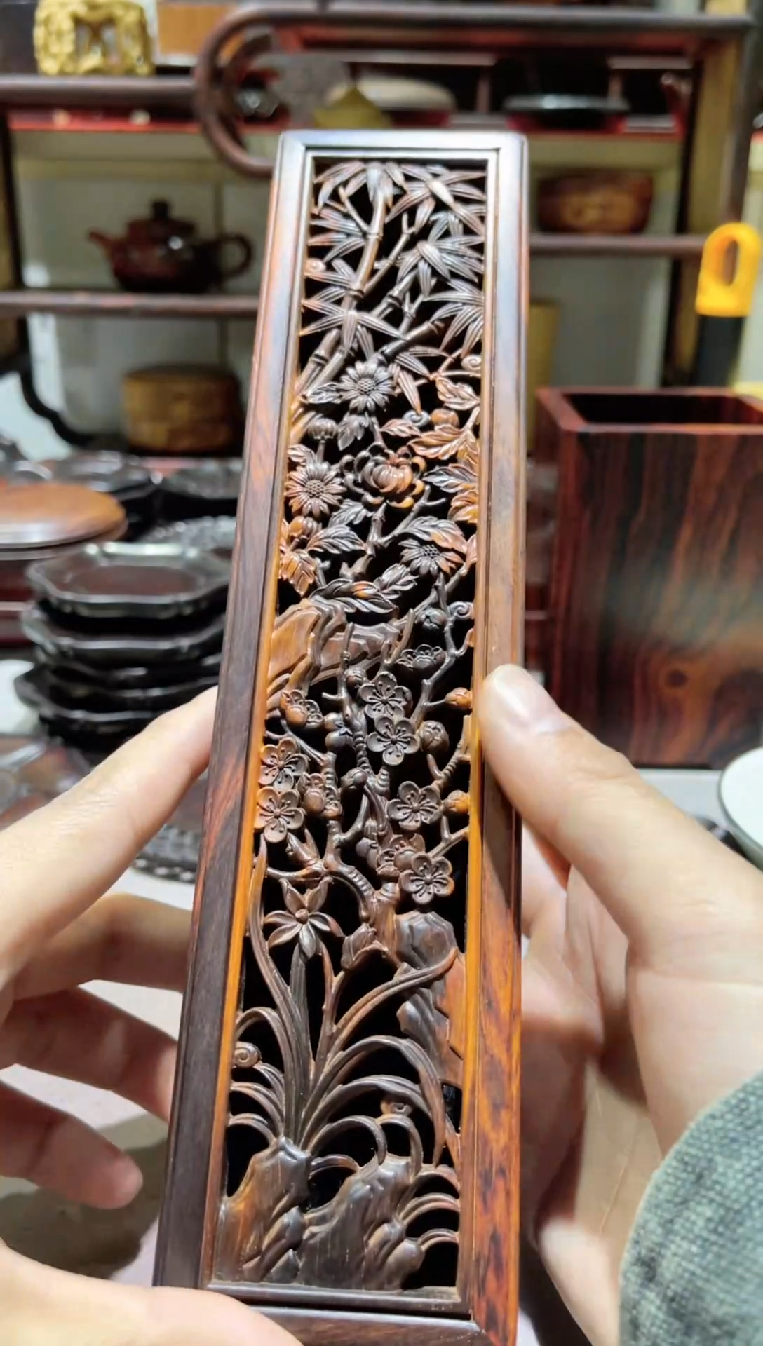 【闪购商品】木精品木雕盒梅兰竹菊款精工细作