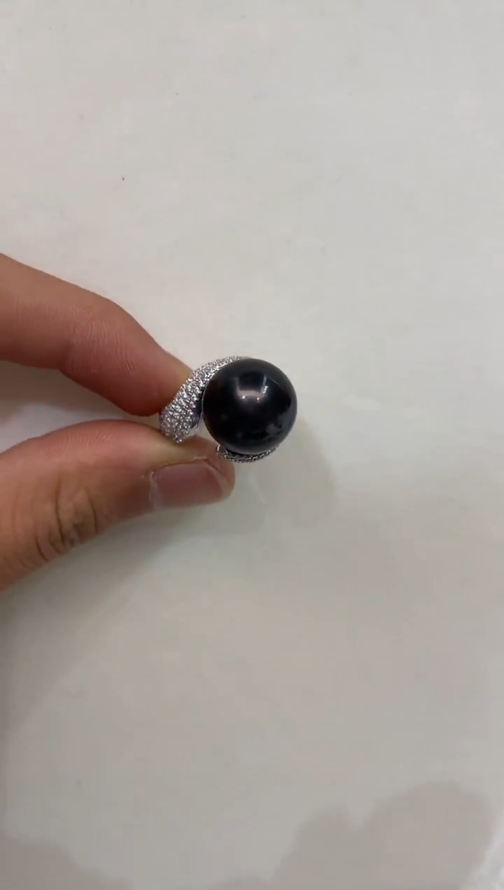 银S925镶嵌戒指海水珍珠13.8