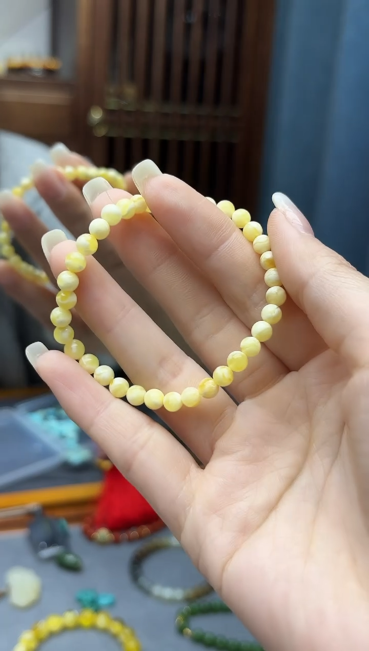 裸石蜜蜡未镶嵌し****໑蜜蜡手串6mmYN