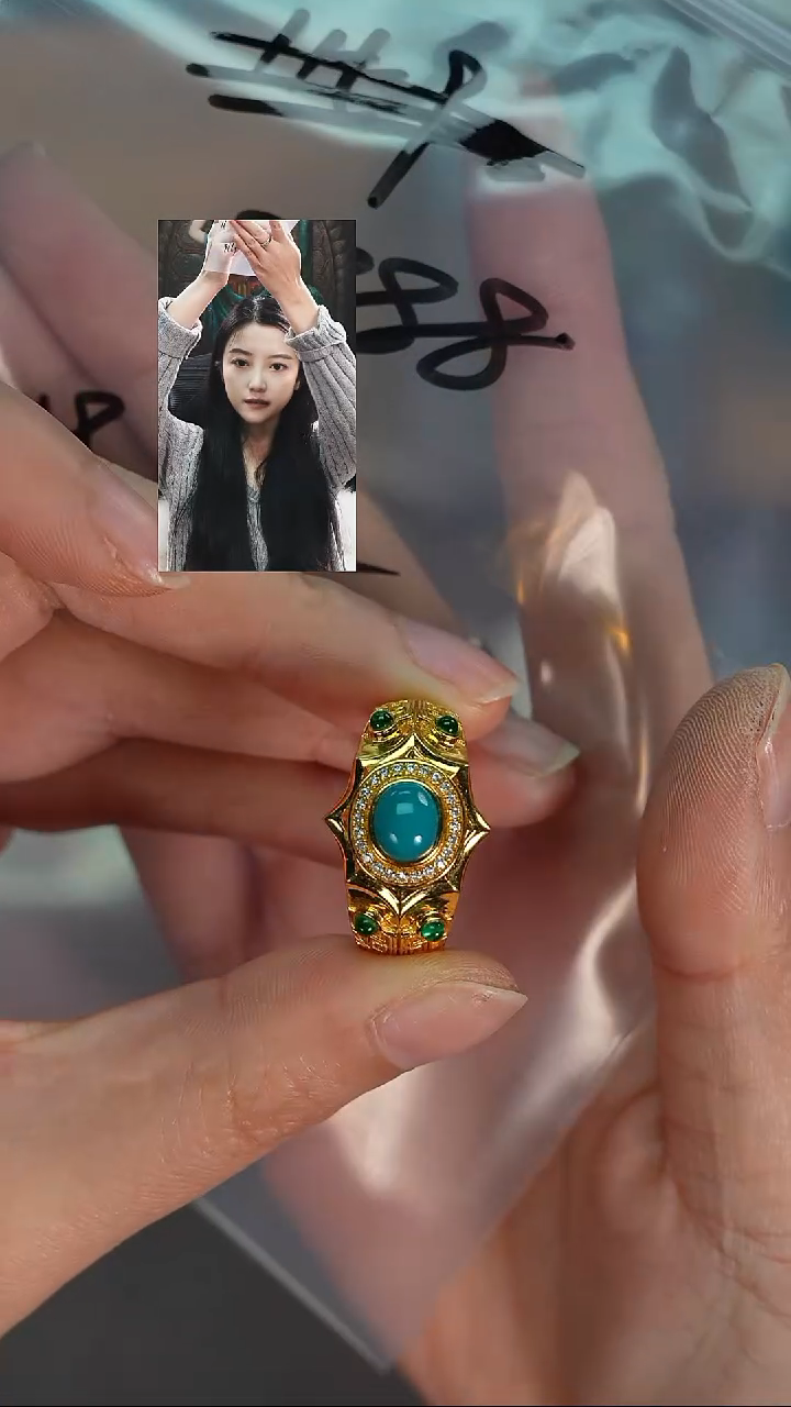 18K金镶嵌绿松石戒指林*～若雨臣品质回血