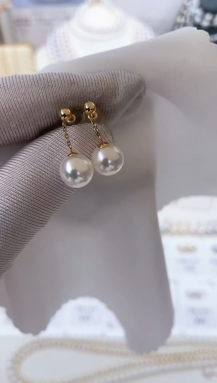 【闪购商品】海水珍珠耳饰18K金镶嵌风再吹耳饰