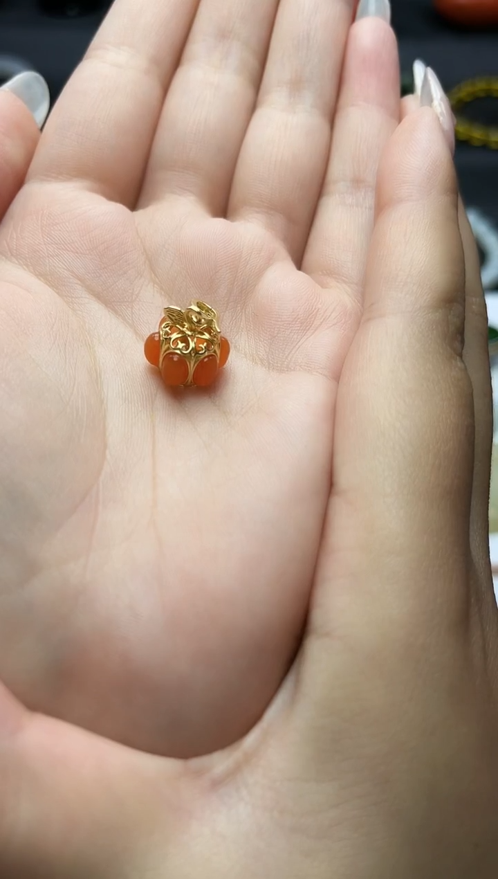 颈饰银S925镶嵌南红玛瑙灯笼