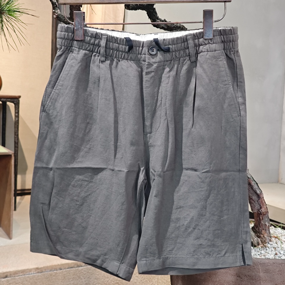 北纬三十度原创设计师线下断码款时尚百搭速干休闲亚麻短裤