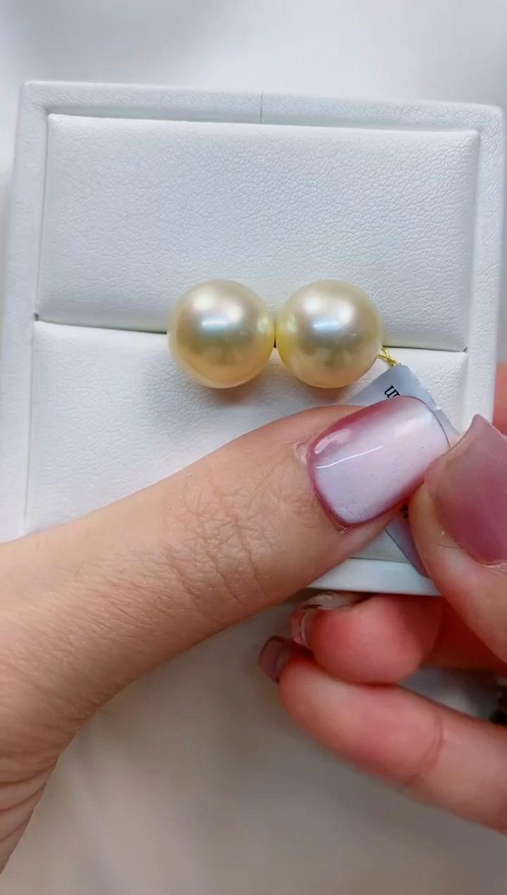 【闪购商品】海水珍珠耳饰18K金镶嵌12-13南洋海水珍珠耳饰