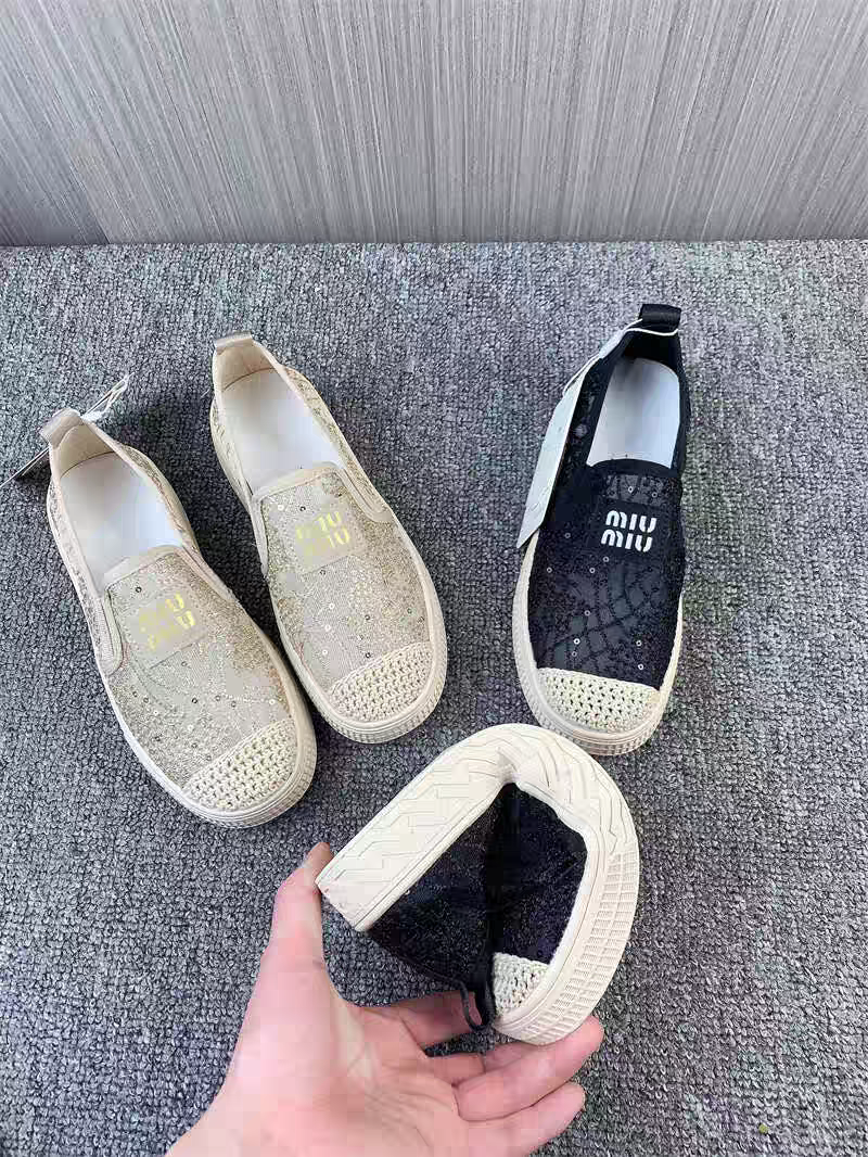 君萍破价福利小香风渔夫鞋女一脚蹬平底蕾丝网面透气软底帆布鞋