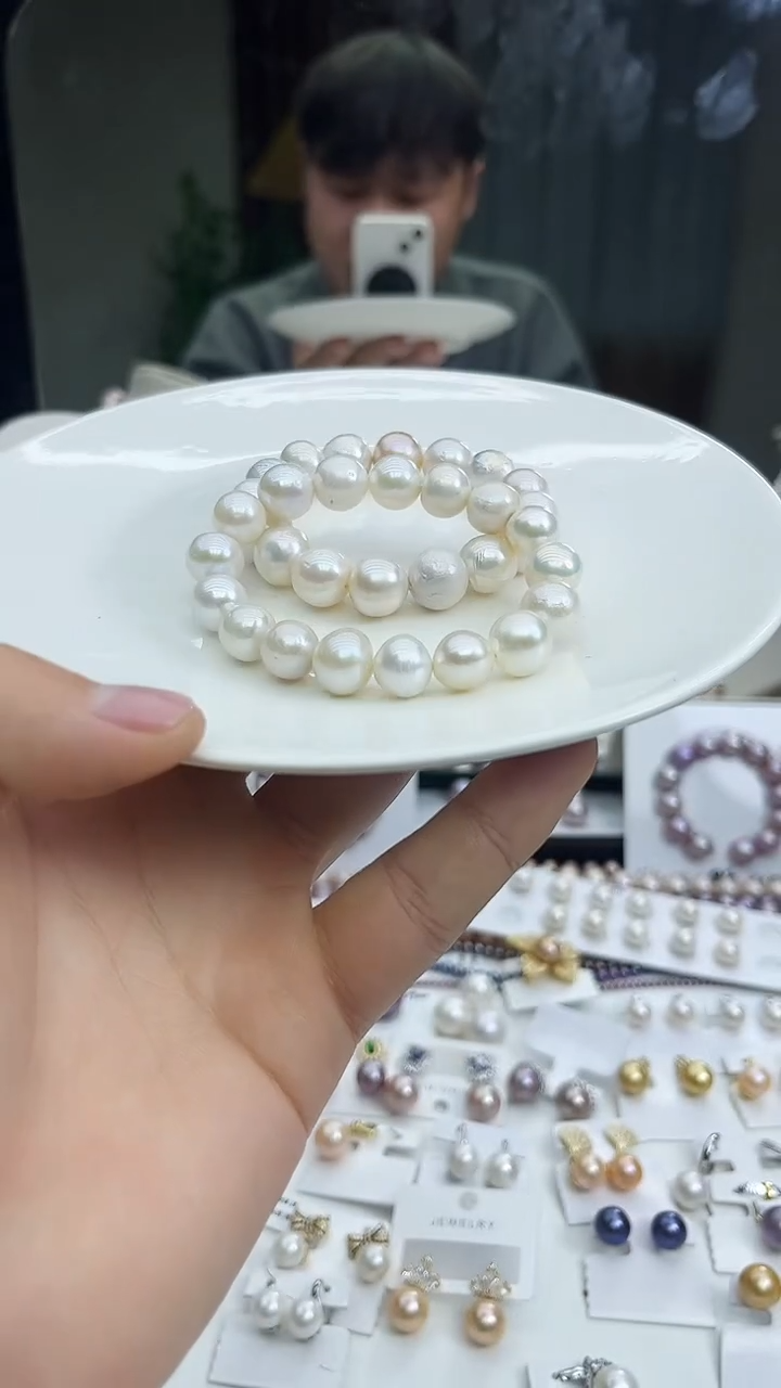 未镶嵌手链淡水珍珠白色系11-12mm(多样性发一）