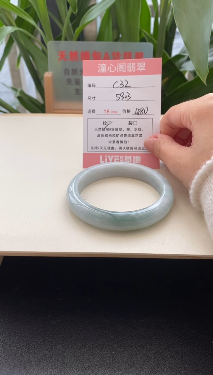 未镶嵌手镯翡翠59圈口编码c32