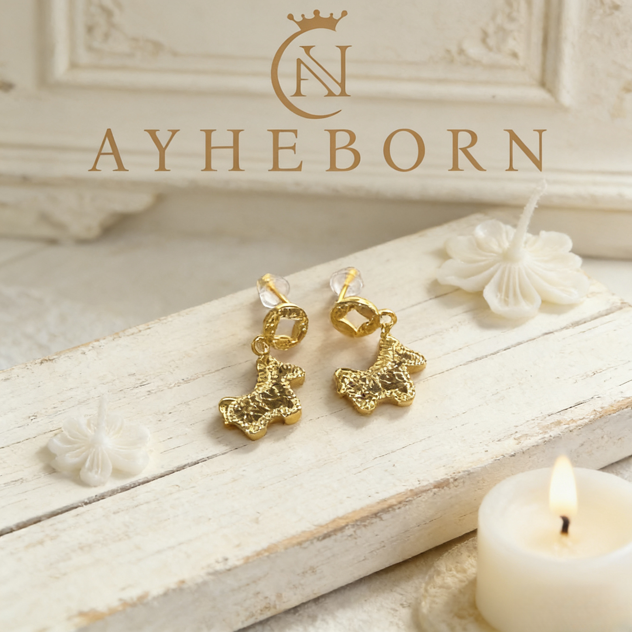  艾赫本AYHEBORN-古法碎冰冰马上有钱耳钉-LZ760057