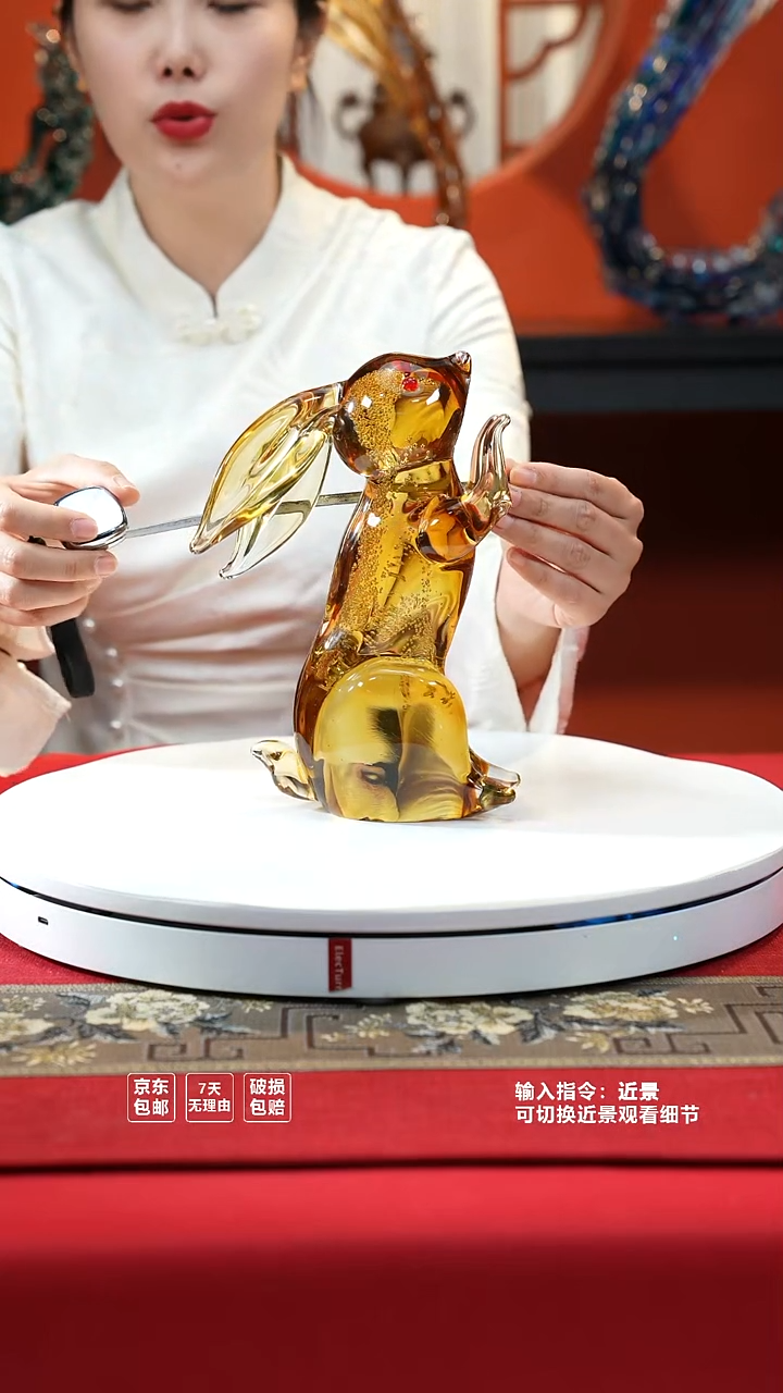 琉璃手工艺品望月兔