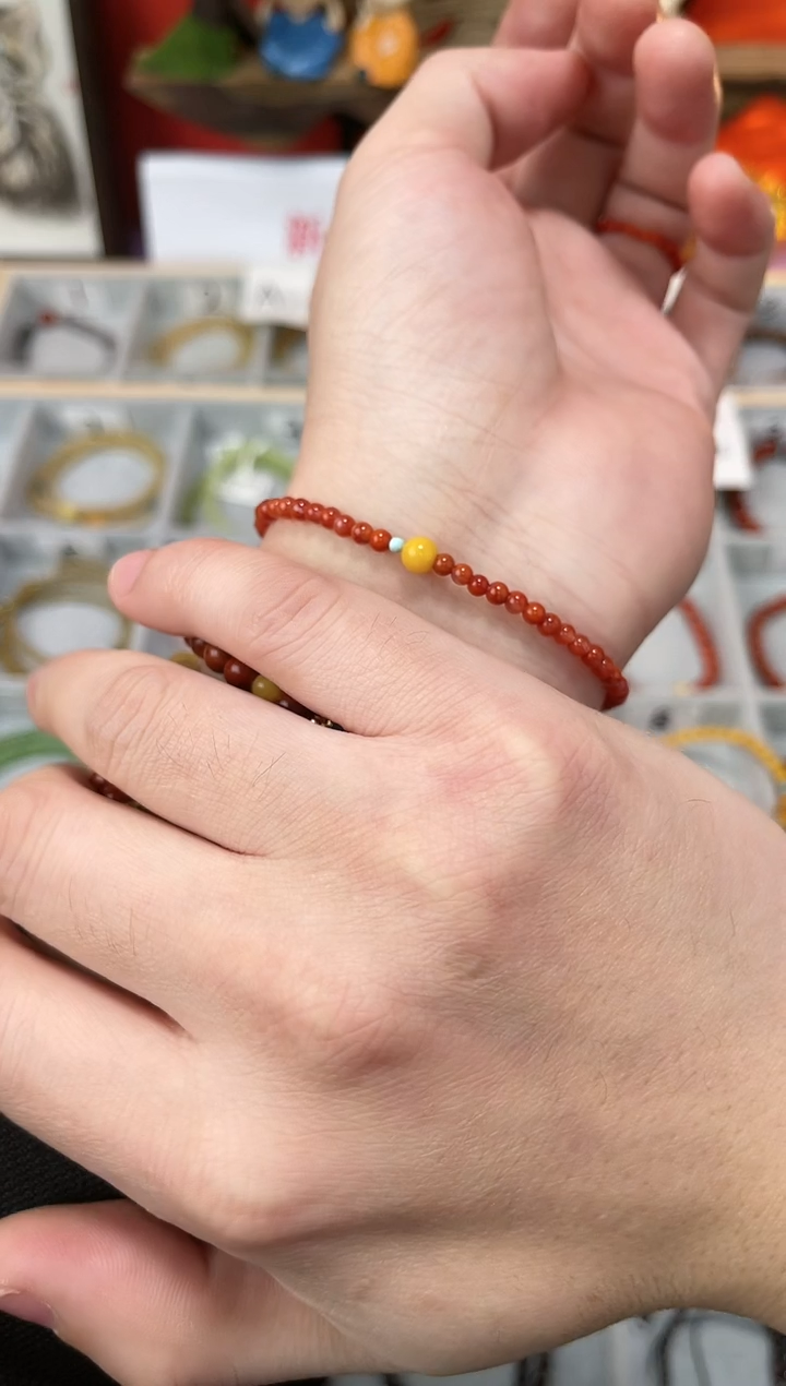 【闪购商品】南红玛瑙手串未镶嵌0.3南红单圈蜜蜡QF-A207