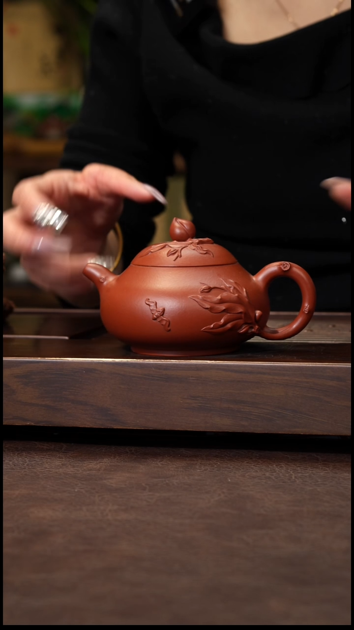 茶壶紫砂朱泥泥绘乳瓢280cc左右