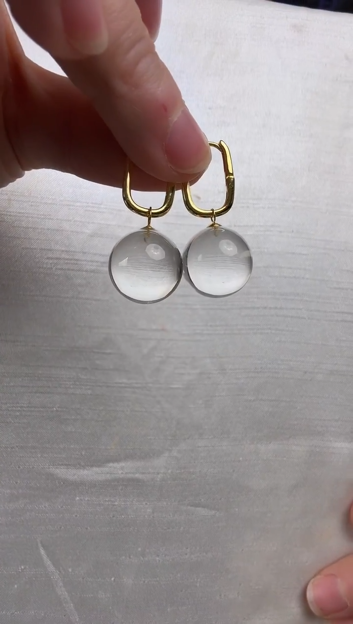 18K金镶嵌耳环水晶天然