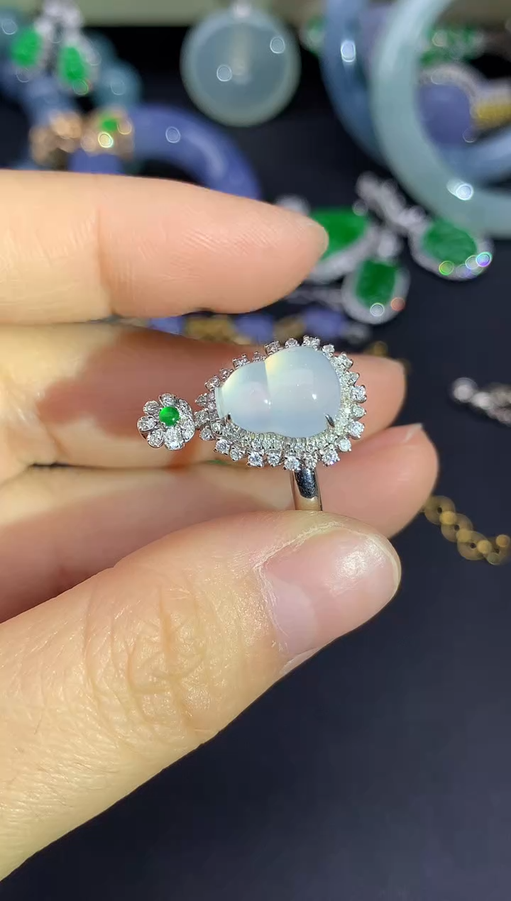 18K金镶嵌戒指翡翠342-雪姐翡翠天天见