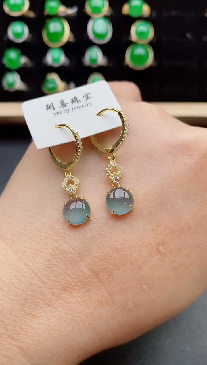 【闪购商品】翡翠耳饰银S925镶嵌50800