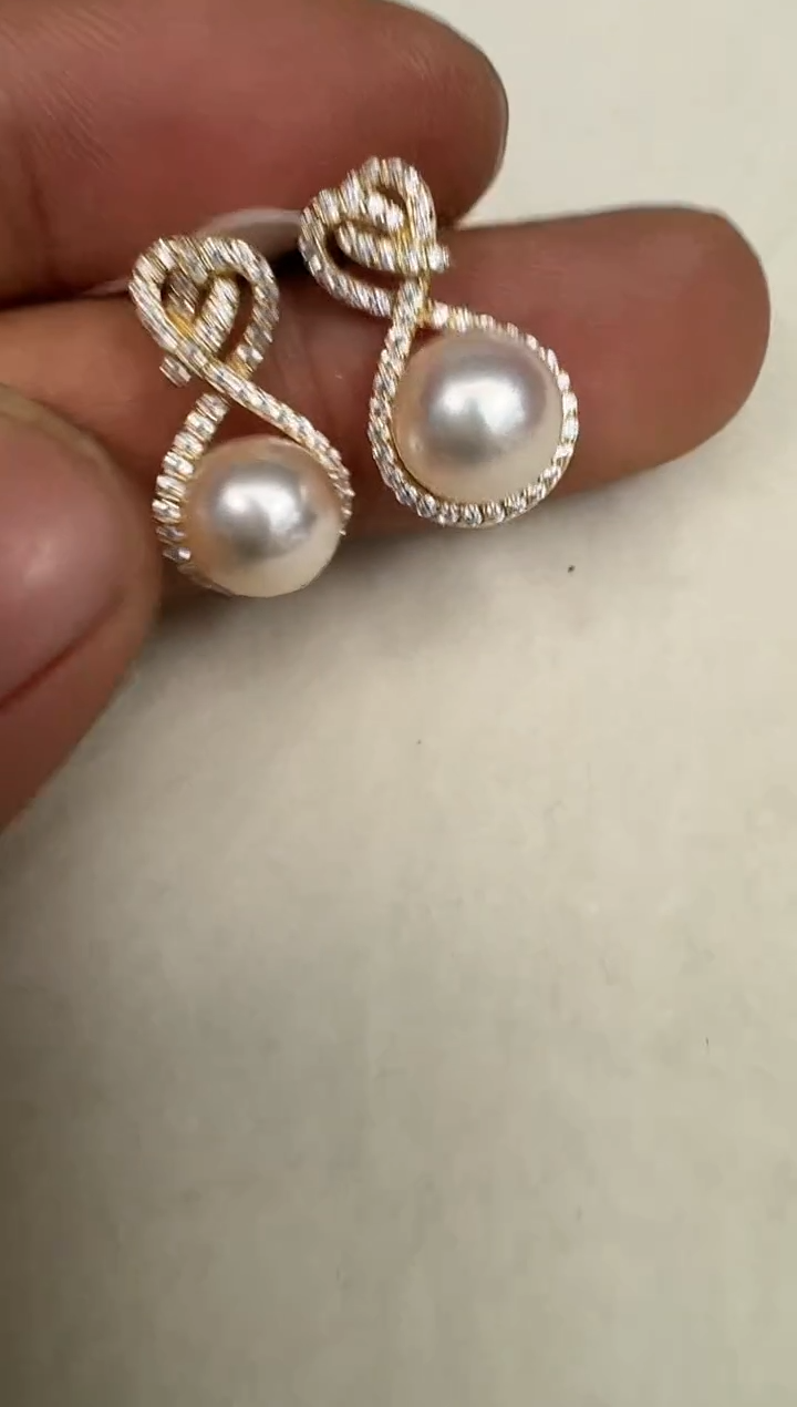银S925镶嵌耳饰海水珍珠耳钉