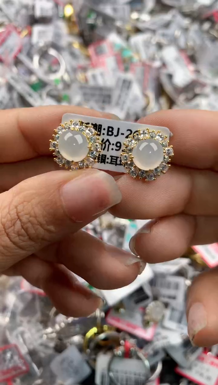 银S925镶嵌戒指翡翠999---7