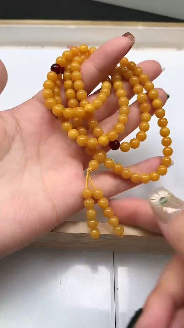 裸石蜜蜡未镶嵌M2 鸡油黄蜜蜡6mm1条15元