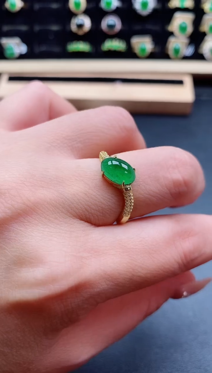 银S925镶嵌戒指翡翠1