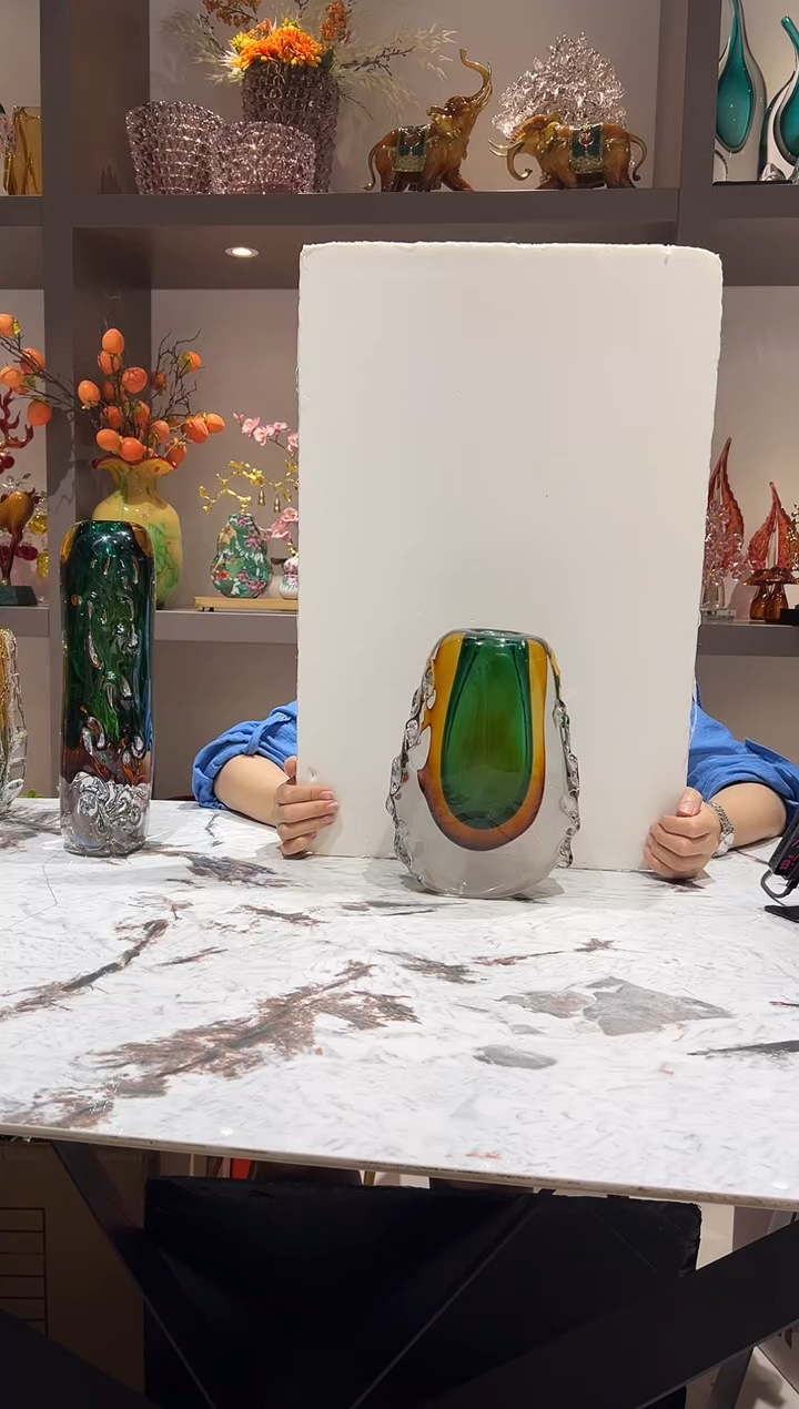 新款套色松石绿花瓶小号