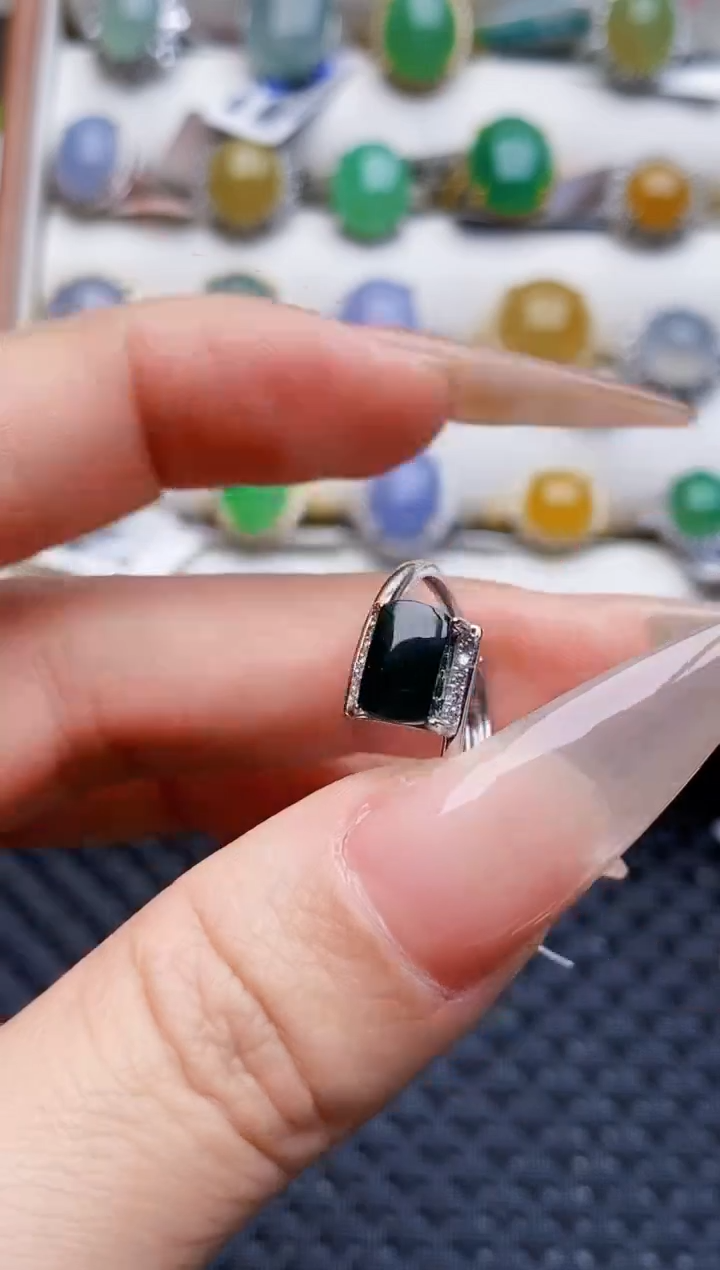 银S925镶嵌戒指翡翠3075