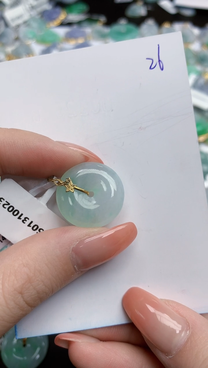 【闪购商品】翡翠颈饰18K金镶嵌天然缅甸翡翠A货