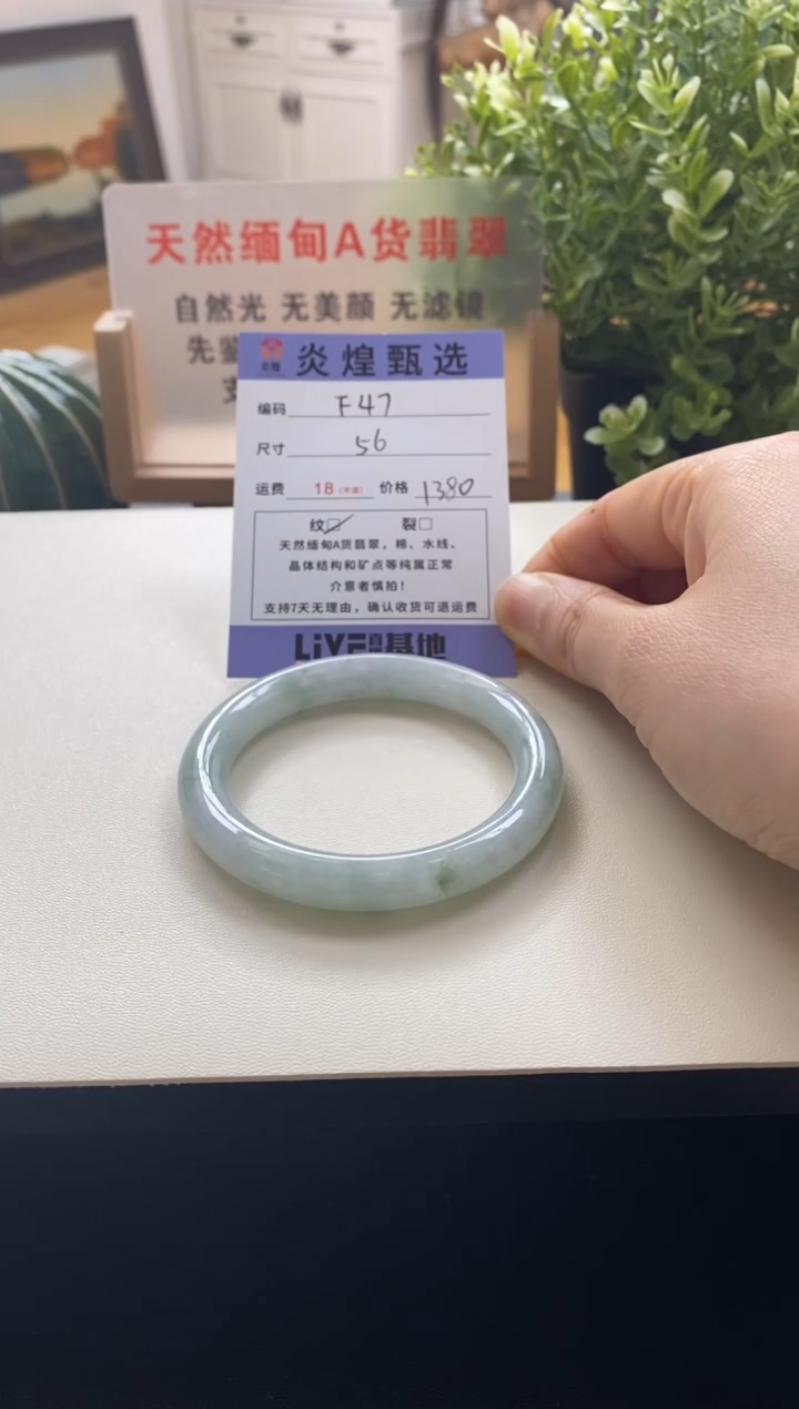 未镶嵌手镯翡翠圈口56编码f47