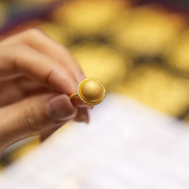 【巧玲专属】足金999磨砂金珠戒指 活口经典 5.58