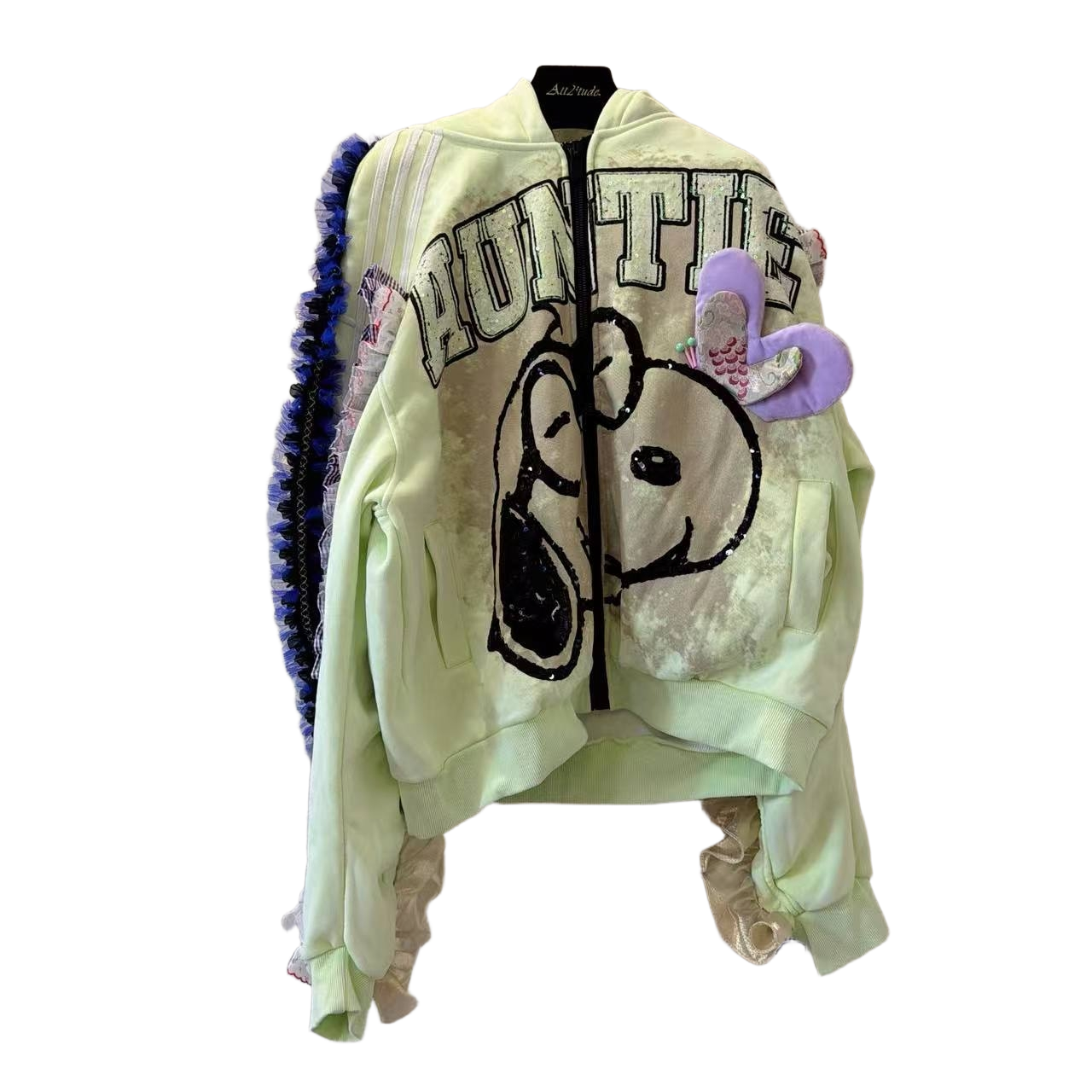  ATT潮牌女装2025冬欧洲站度假风拼接甜美花卉重工时尚卫衣