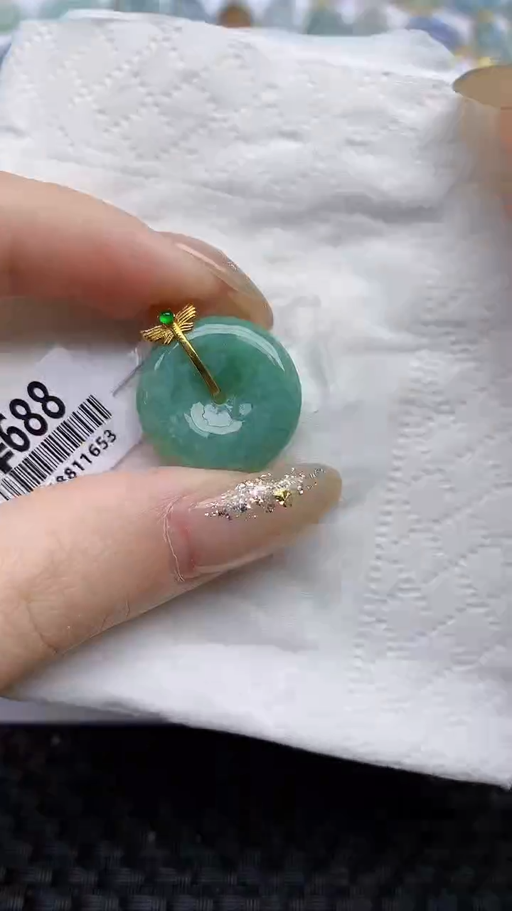【闪购商品】翡翠颈饰18K金镶嵌天然A货翡翠 
