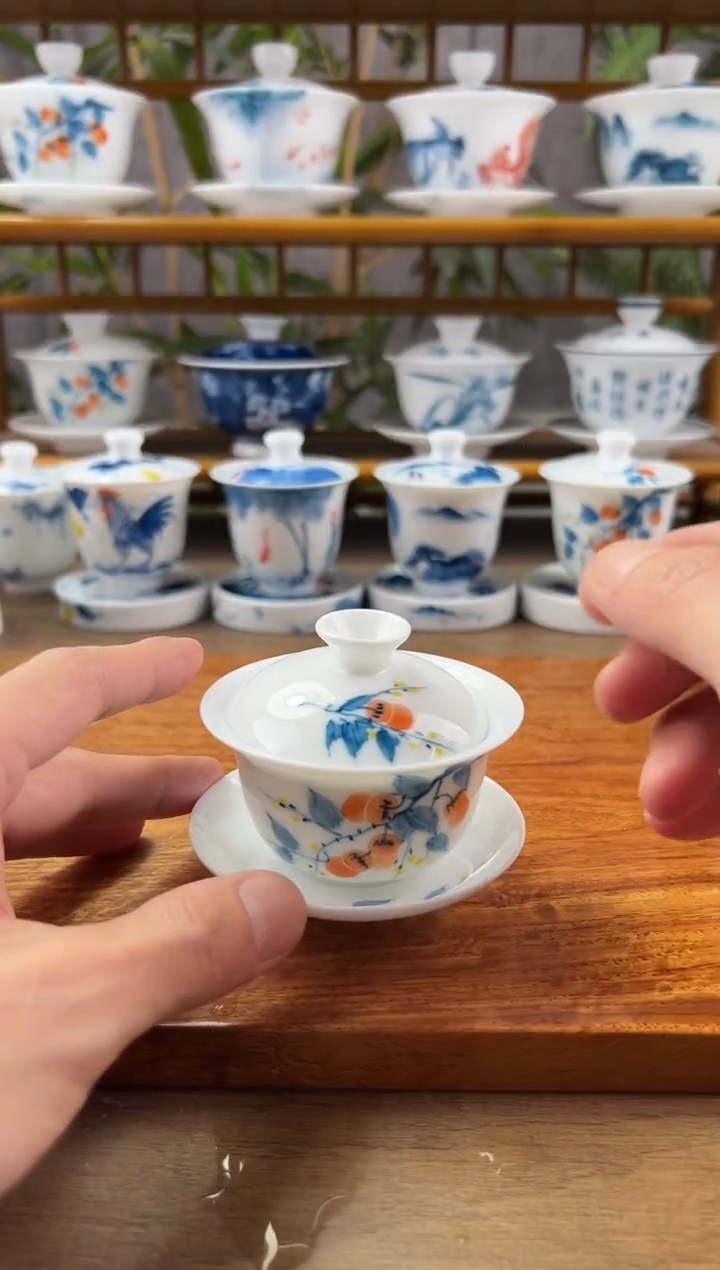 【闪购商品】微瑕柿子80ml三才盖碗