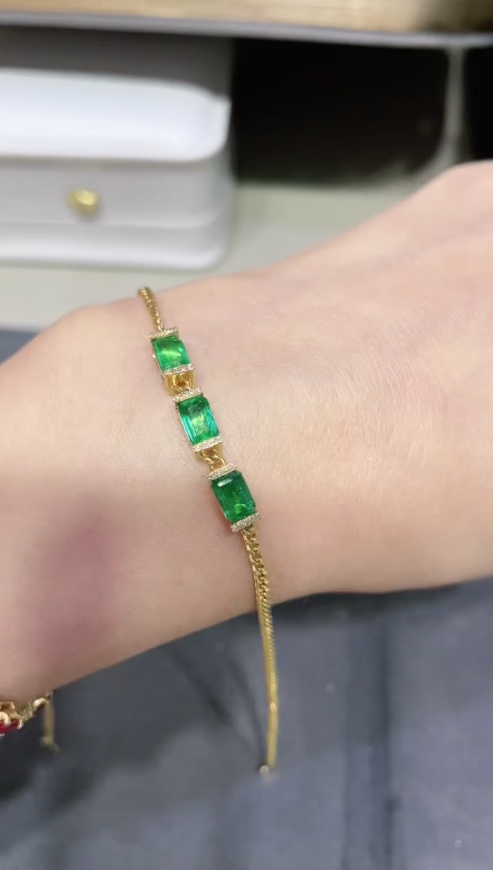 【闪购商品】祖母绿手链18K金镶嵌·