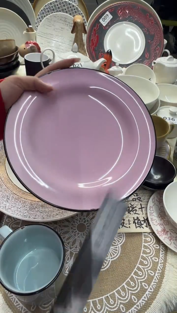 新骨瓷071瑕疵 粉 tt 9寸盘