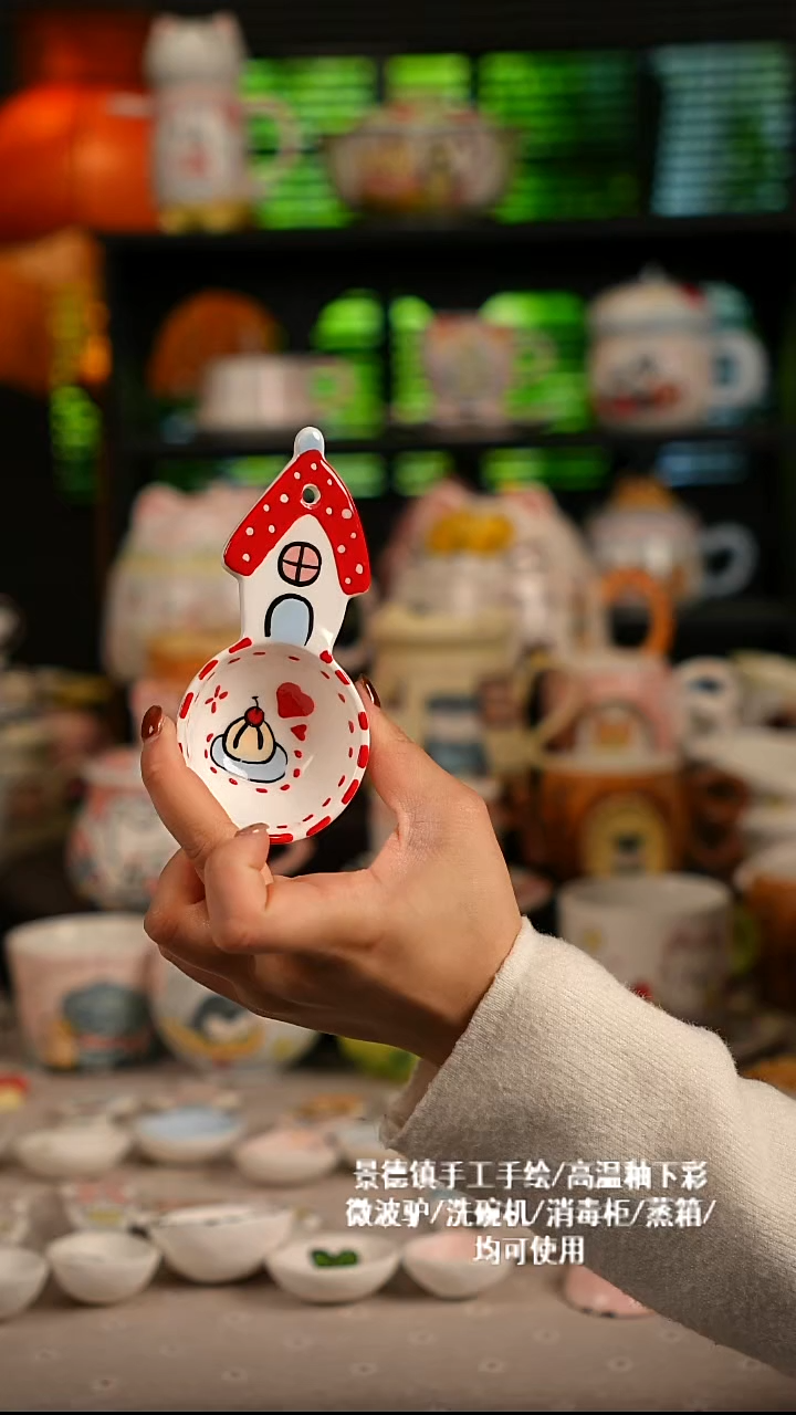 陶瓷无盖款景德镇高温釉下彩纯手绘创意瓷 默认微瑕 不退不换