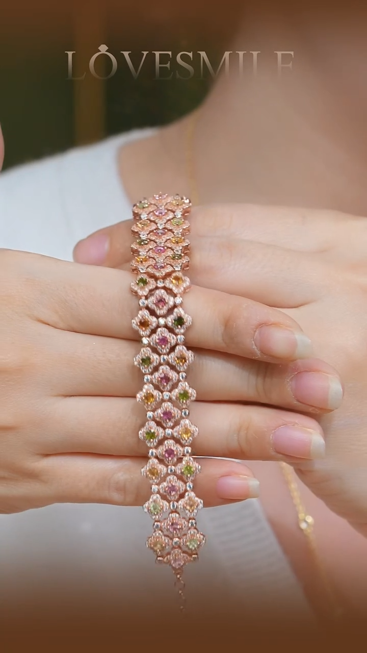 银S925镶嵌手链碧玺008