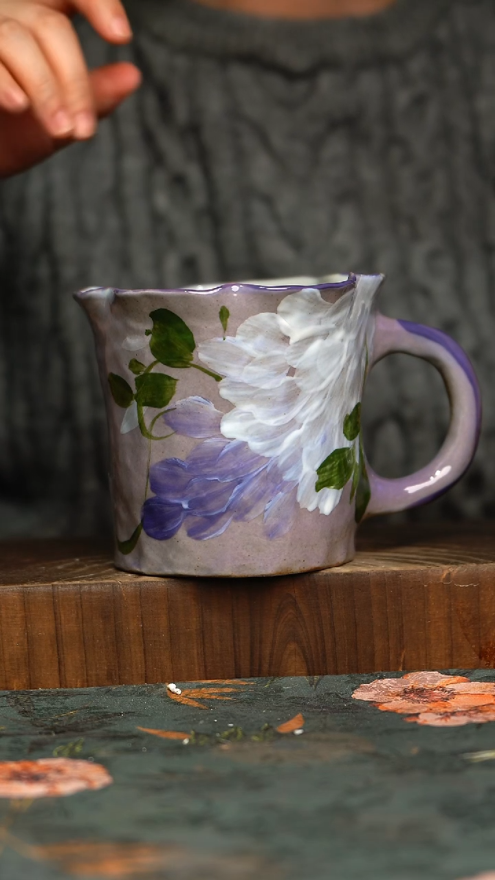 杯釉下彩手工手绘同款陶器