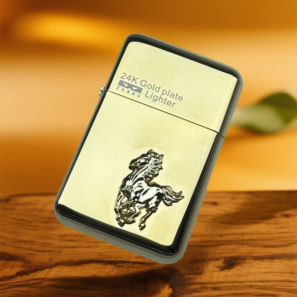 镀金贴章马 防风打火机