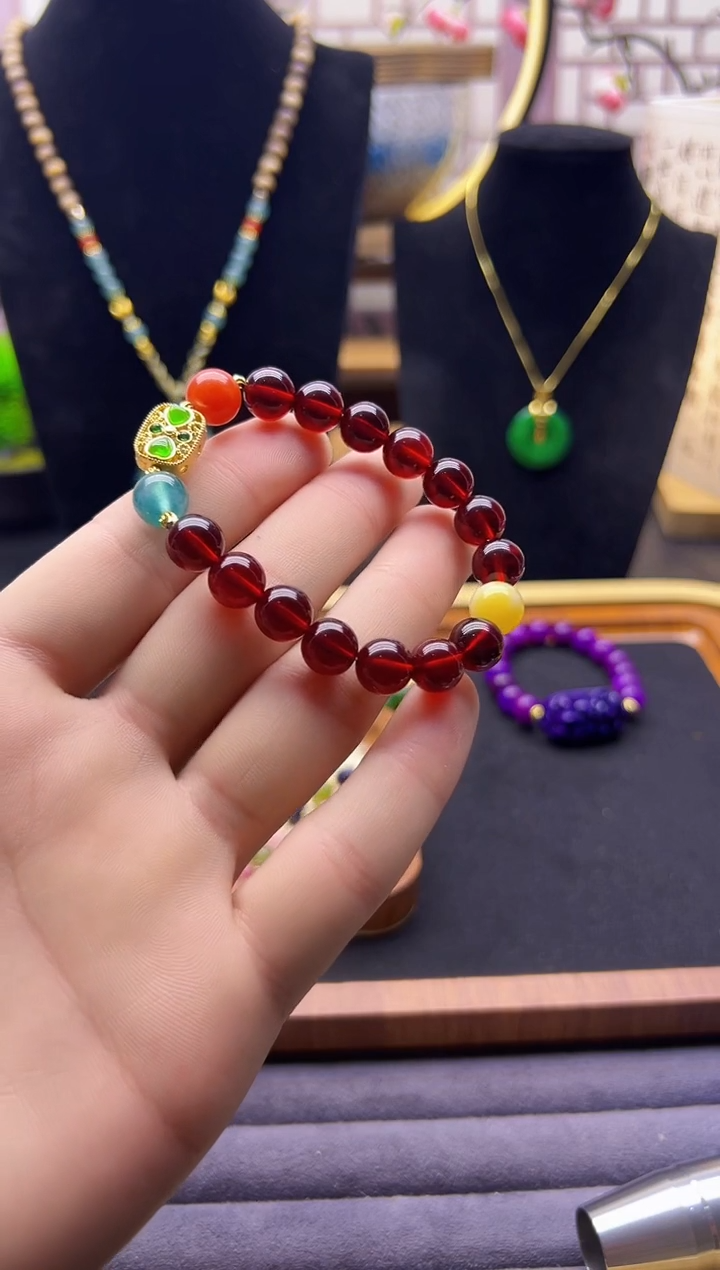 【闪购商品】血珀手链14K金镶嵌S483           