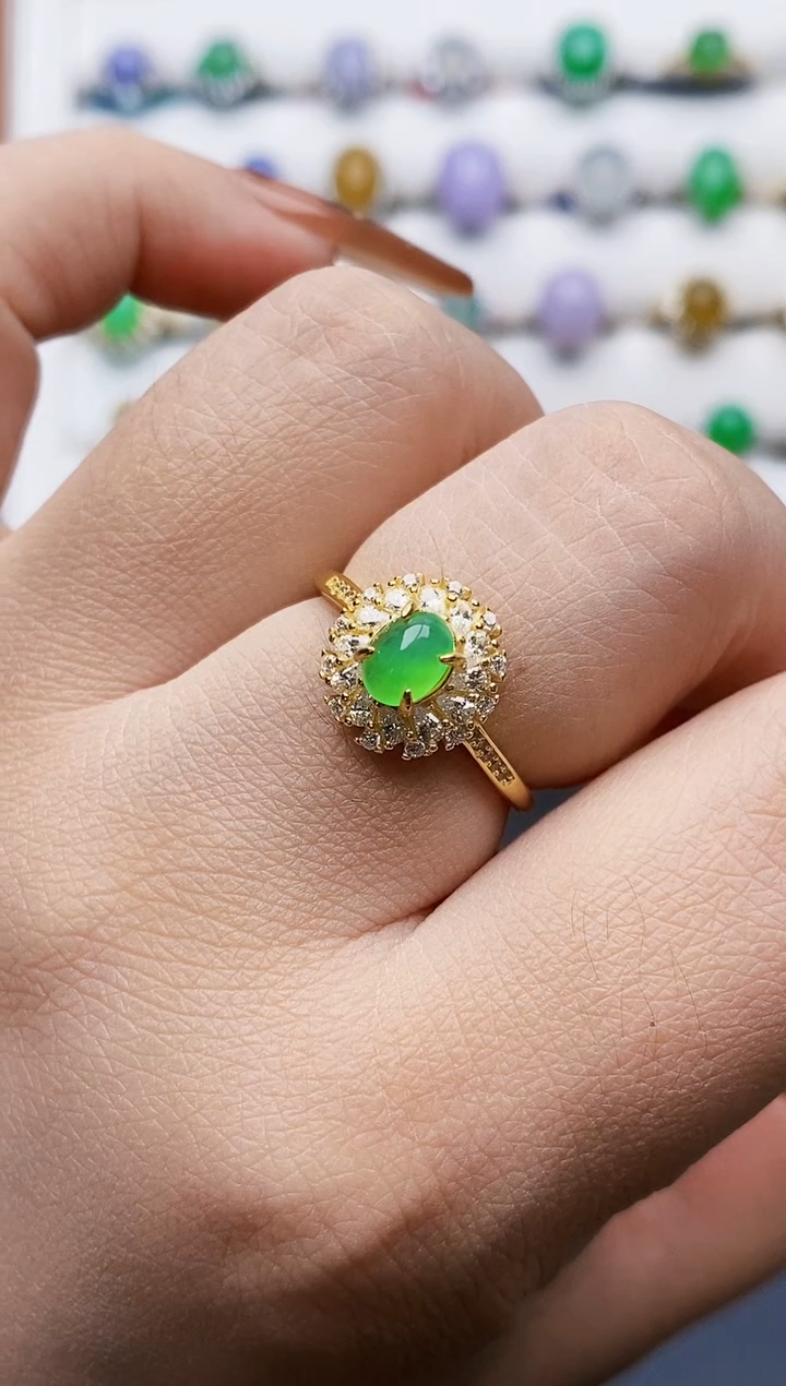 银S925镶嵌戒指翡翠0330