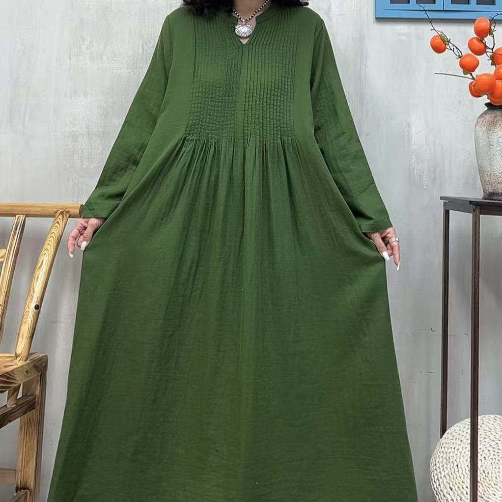 12227新款春秋优雅减龄宽松显瘦大气长袖连衣裙