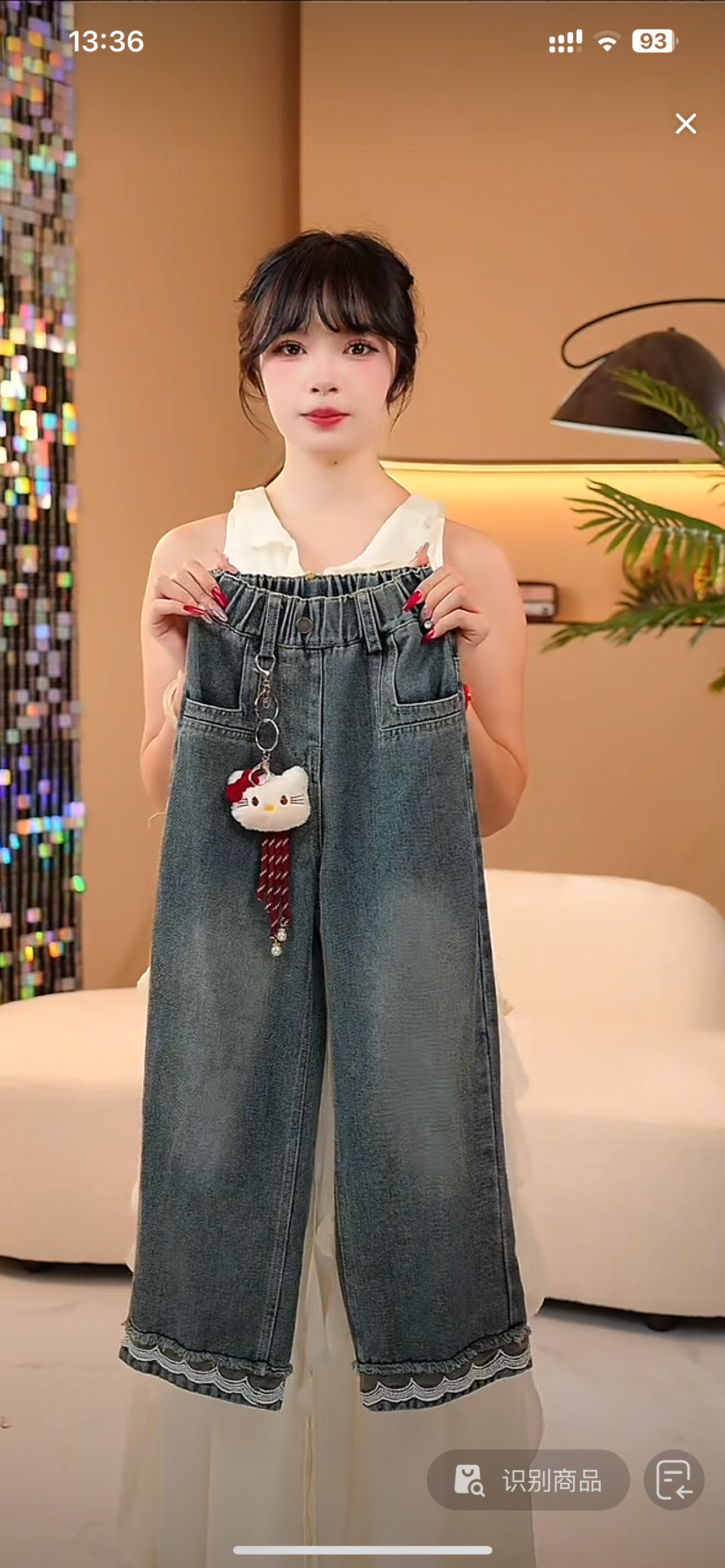 牛仔裤春季高腰夏季冬季女童装破洞背带韩版
