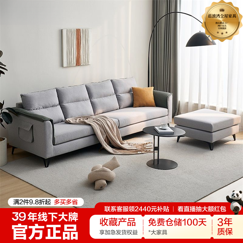 网红家具布艺沙发客厅头枕可拆卸大小户型科技卧室客厅家用沙发