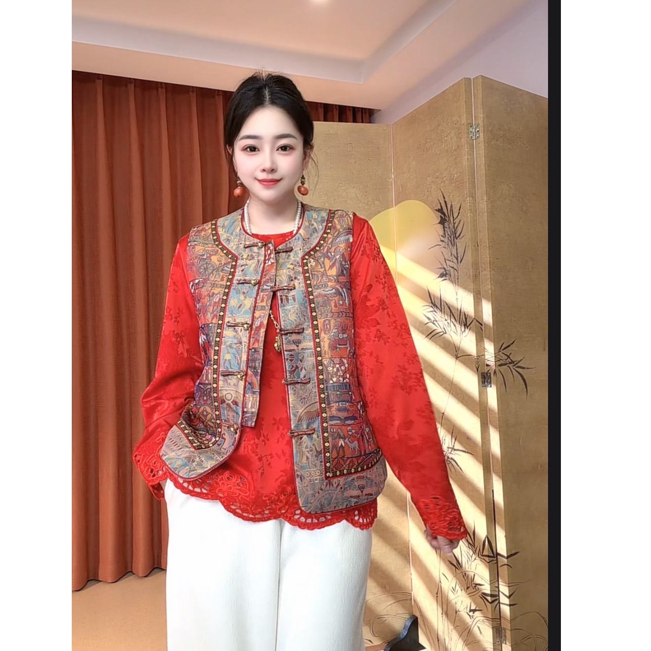 云锦 罗马假日新中式国风马甲气质重工提花复古I高级精致斜襟马夹