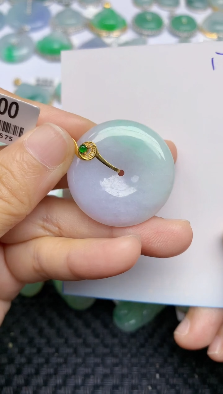 【闪购商品】翡翠挂件18K金镶嵌天然A货翡翠 174