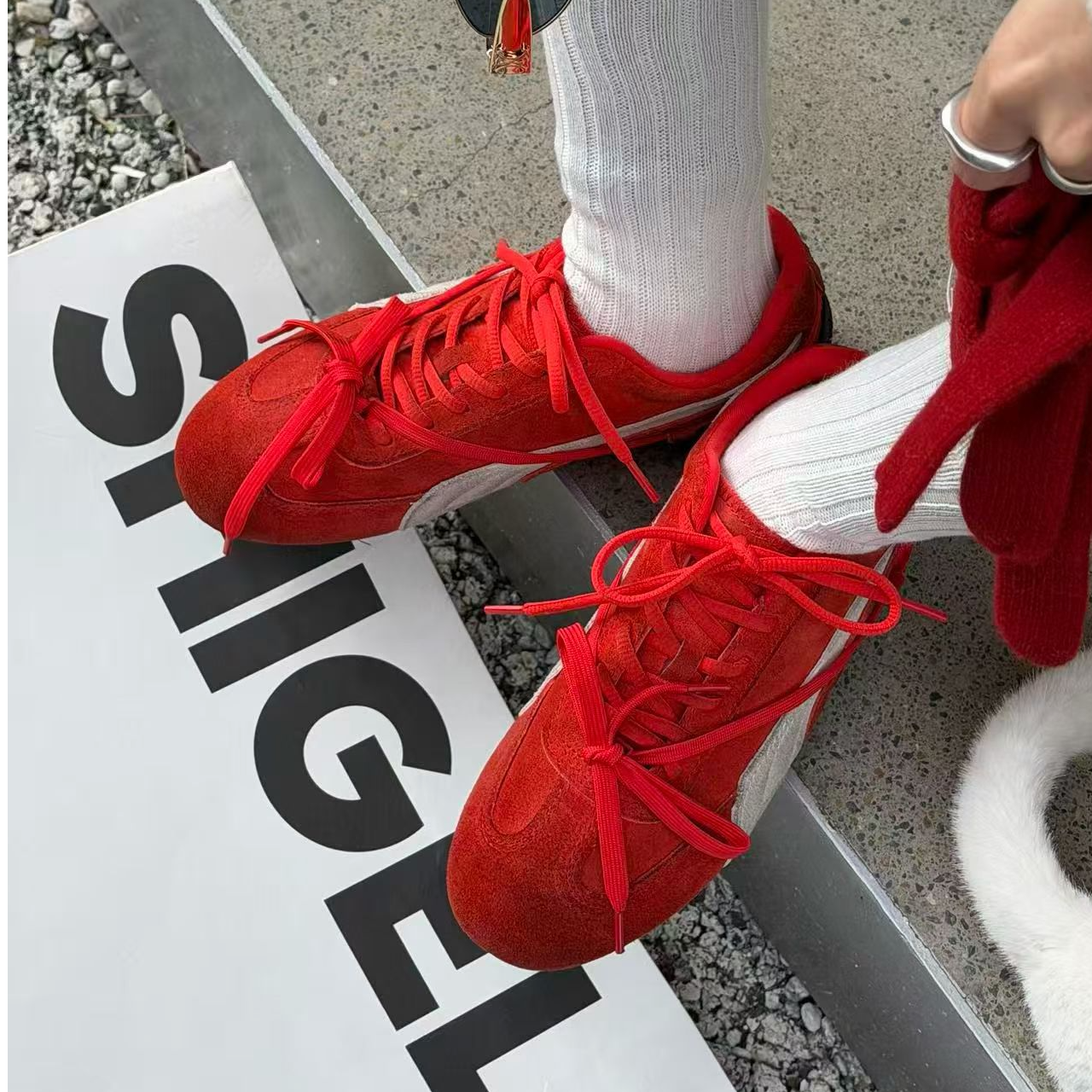 诗姗姗推荐2026真皮系带休闲阿甘鞋休闲德训鞋183-23