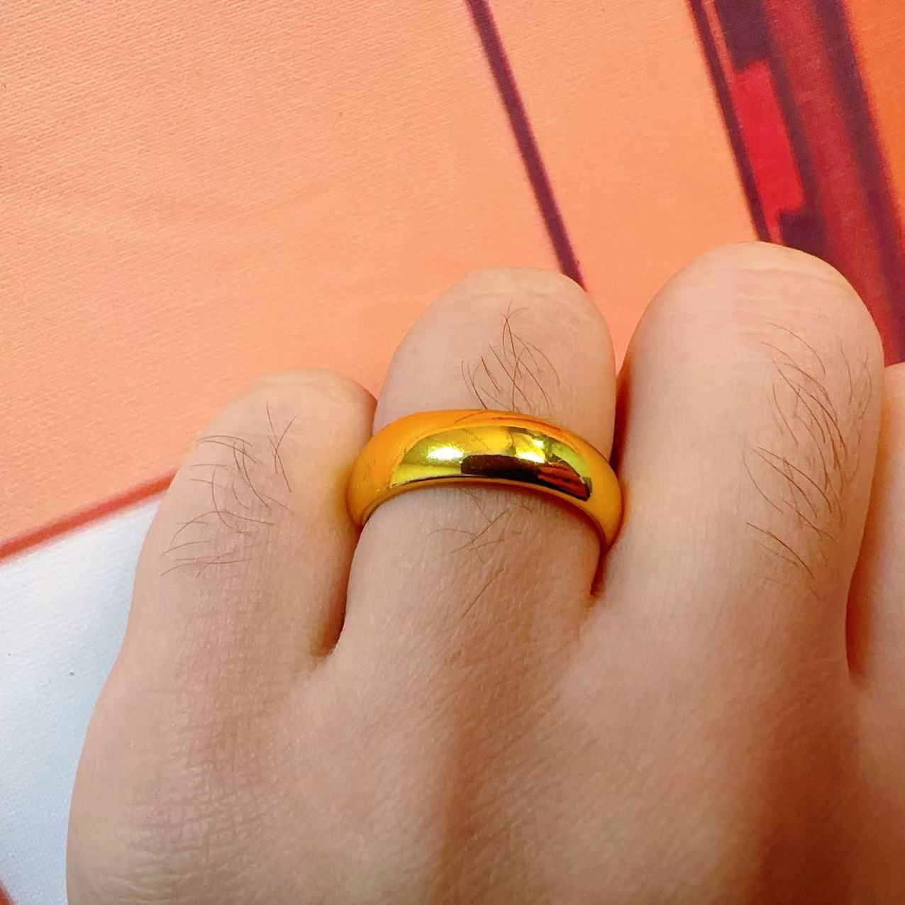 合金戒指  爆款【光面戒指】吊坠不掉色不褪色时尚大气金色