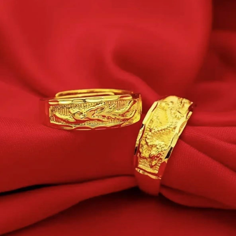 【粉丝专属】男女款复古龙凤戒指结婚情侣开口戒指P